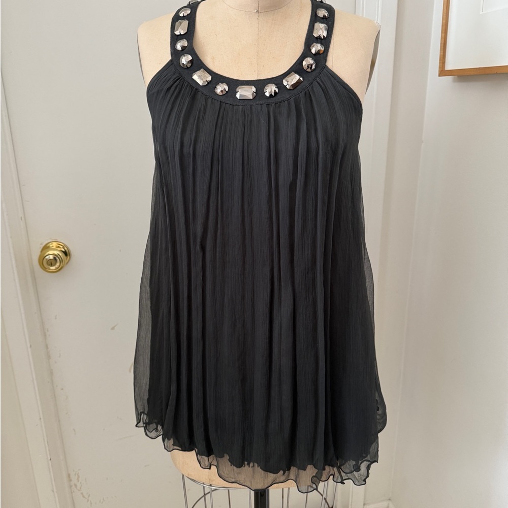 Dino Lucia charcoal grey dress with rhinestones